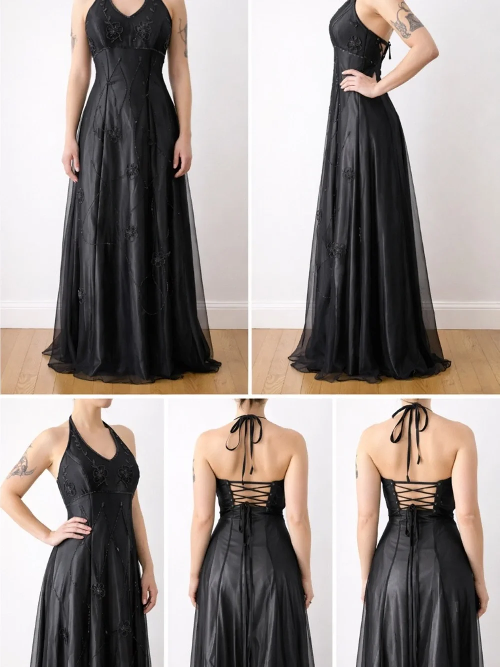 Vintage Cache Beaded Halter Neck Evening Dress with beaded details - Picture 1 of 11